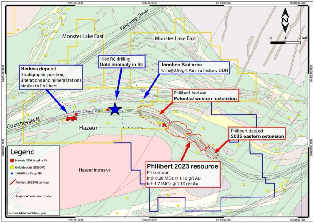 Figure 2: Geology Map of Philibert area with Targets.