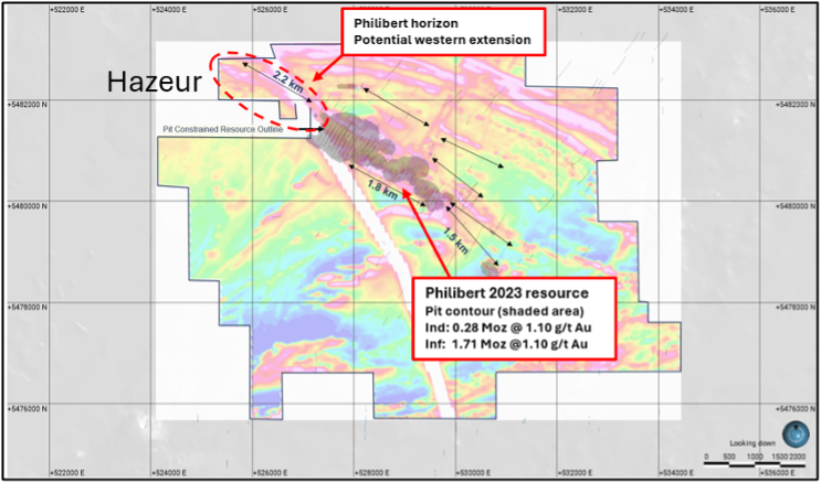 Figure 3: Total Magnetic Field Map of the Philibert Property.